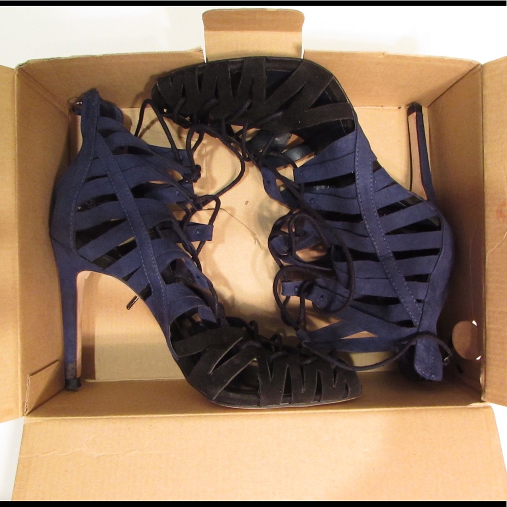 Blue & Black Strappy Heel